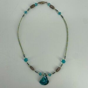 Beaded Necklace Blue Green